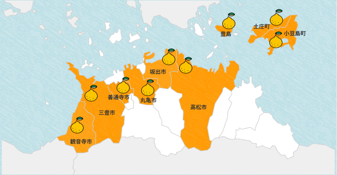 三豊市　多度津町　綾川町　高松市　さぬき市