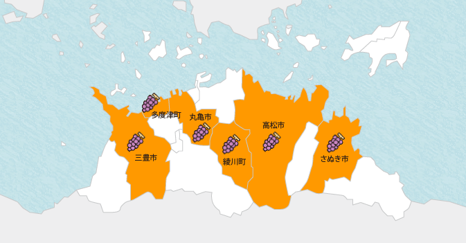 三豊市　多度津町　綾川町　高松市　さぬき市　丸亀市