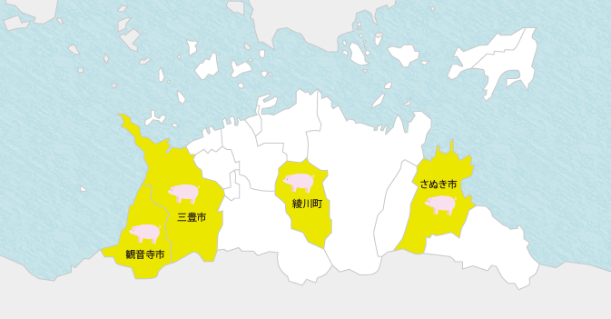 観音寺市　善通寺市　まんのう町　高松市　三木町　さぬき市　東かがわ市